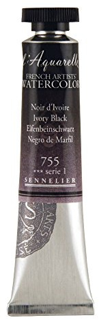 Sennelier Watercolour 21ml Tube S1 - Ivory Black (755)