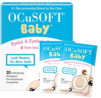 OCuSOFT Baby Eyelid and Eyelash Cleanser, Pre-Moistened Towelette, 20 Count | Gentle Cleansing, Child's Delicate Skin, Towelettes