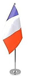 AZ FLAG - Drapeau De Table France Prestige - Drapeau Français De Bureau En Satin Avec Hampe De 30cm Et Socle En Métal - 22x15 cm