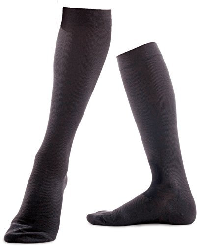 Kniestrümpfe UNISEX mit Baumwolle SPORT/Flugzeug fliegen 18-21 mmHg Kompression SCHWARZ Medium
