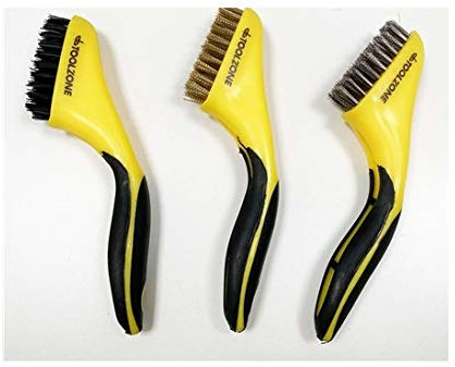 3 Nylon Brass Steel Wide Wire Brush Set Soft Grip Cleaning Paint Rust Brickwork
