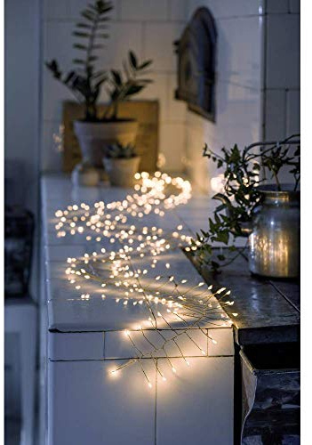 Konstsmide Christmas Light Firecracker Style Wire Cluster 200 Amber White Diodes 4.5V IP20 Gold String Lights 6339-880EE