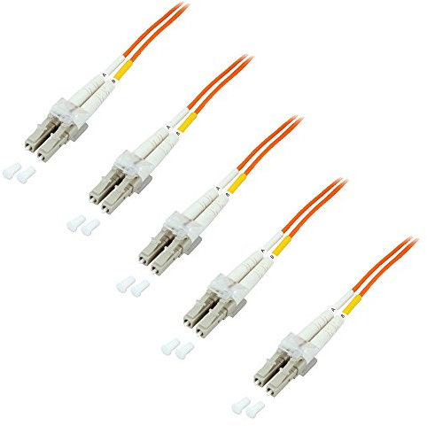 BIGtec 5 Stück 20m LWL Kabel Patchkabel OM2 Glasfaser-Kabel 10Gbit Multimode 50/125µm Ø 2mm Jumper LC - LC Stecker Duplex orange Fiber Optic Cable