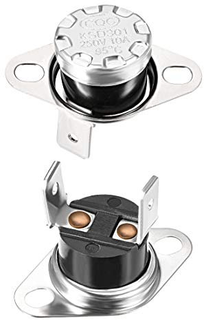 sourcing map KSD301 Thermostat 95°C/203°F 10A Normally Open N.O Adjust Snap Disc Temperature Switch for Microwave Oven Coffee Maker 2pcs