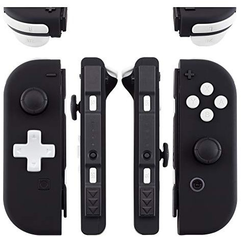 eXtremeRate Full Tasten Set für Switch/Switch OLED Joycon, DIY-Ersatz D-Pad Version Knöpfe ABXY/Steuerkreuz/Trigger Bumper Buttons/+-/SL/SR/Federn-Weiß(Passt D-Pad Joycon Gehäuse)