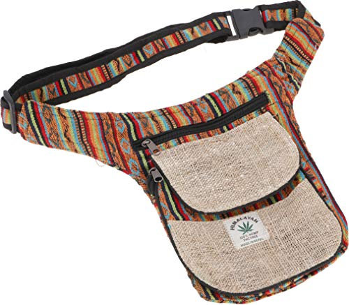 GURU SHOP Hanf Ethno Sidebag, Nepal Gürteltasche - Modell 6, Unisex - Erwachsene, Baumwolle, 25x20x4 cm