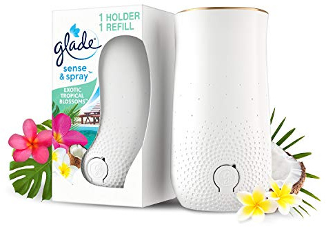 Glade Sense & Spray Air Freshener, Motion Odour Eliminator for Home, Starter Kit with Holder & 18 ml Refill, Tropical Blossoms, 1 Starter Kit