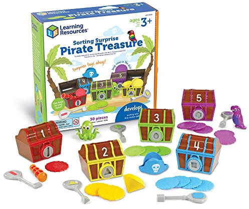 Learning Resources Piratenschatz Spielzeug, ab 3 Jahren, Sortieren Lernen, Farben & Formen erkennen, Vorschulspiel zur Förderung der Feinmotorik