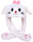 YEKEYI Hasenhut mit Ohren, springender Hasenhut, Tierhut, Pop-Up-Ohren, Plüsch-Hase, Kappe für Damen und Mädchen, Katze, weiß, Einheitsgröße