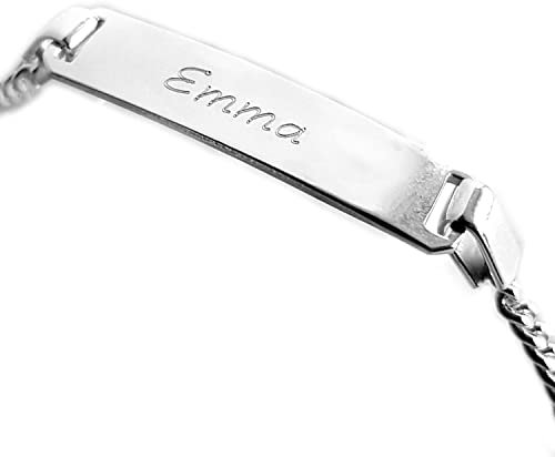 925 Silber Armband mit Gravur, ID Schild, massiv, Namensarmband mit Herz, Wunschtext, Personalisierte Geschenkidee für Damen