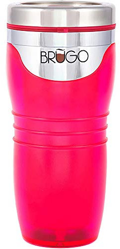 BruGo Tasse de voyage anti-fuite avec chambre de contrôle de température intégrée – Tasse de voyage isotherme à double paroi – Parfait pour les amateurs de thé ou de café – Couleur rétro (rose flamant