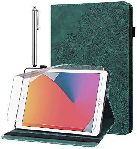 GLANDOTU Tablet-Hülle für Apple iPad Mini 1/2/3/4/5 mit Schutzfolie - Ultra Dünn (Auto Schlaf/Wach) Flip Cover PU Leder Hülle mit Stylus Stift (Green)