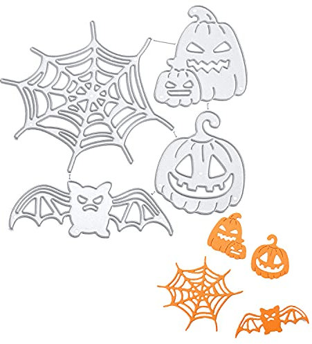 Stanzschablone Stanzformen Kürbis Fledermäuse Spinnennetz Geist Schneiden Prägeschablonen Prägung Schablone Stanzschablonen für Halloween DIY Scrapbooking Album Papier Karten Kunst Basteln Dekoration