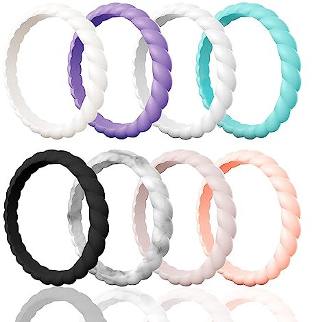 Egnaro Geflochtener Silikon Ehering für Damen, 7.5-8(18.1mm), Gummi, Silikon, Kein Edelstein