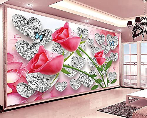 MUMUWUSG Fototapete 3D Effekt Rot Mode Blume Liebe Fototapeten Vlies Tapeten Wandtapete Vliestapete Wandbild Wand Schlafzimmer Wohnzimmer Büro Küche 140X70Cm