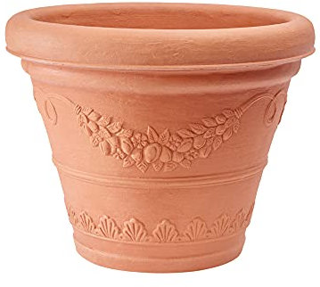 Garden Italia Pots Cache-Pot Round Bell avec festons ICFB Diamètre 45 cm - Hauteur 36 - Fabriqué en Italie - en résine colorée impruneta - Résistant au Gel - Antichoc - Léger