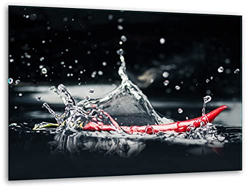 TMK, Schneidebrett glas 40x30 mit motiv Chili Schneideplatte, Herdabdeckplatte deko glas
