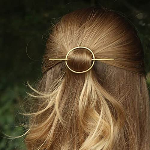 Prosy Vintage Haarspange Mit Stab - Einfache Minimalistische Metall Geometrische Gold Haarschmuck für Frauen und Mädchen (Silber)