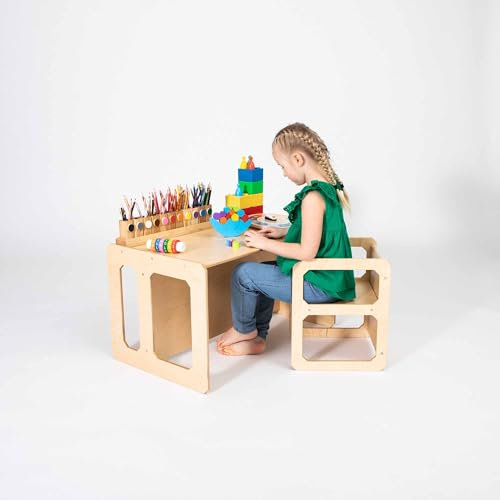 Sweet Home From Wood Tisch- und Stuhl-Set für Kinder, für Kinder von 2 bis 3 Jahren (lackiert/holzfarben)