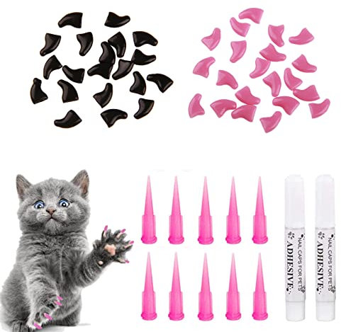 Chats Couvre-Ongles Protection,Cat Nail Cover Protector,Capsules d'Ongles Colorés pour Chat,Capuchons pour Griffes de Chat,Protection Mignon Cat Pet Nail Caps Griffes pour Animal Domestique,Taille M