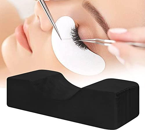 Junbyuhu Wimpernkissen, U-Förmiges Make-Up Wimpernverlängerungskissen, Ergonomisches Gebogenes Nackenkissen, Flanellkissen für Schönheitssalon Zuhause,Nackenkonturen (Schwarze Farbe)