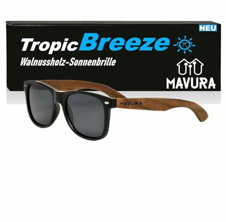 MAVURA TropicBreeze Walnussholz Design Sonnenbrille Natürliche Herren Damen Holz Mode Brille Polarisiert Pilot UV400