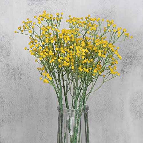 huaao 7 Stück Künstliche Blumen Gypsophila Schleierkraut künstlich Blumenstrauß Gefälschte Künstliches Pflanzen für Hochzeit Brautsträuße Blumenarrangement Hotel Wohnzimmer Party Dekor, Gelb