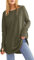 Ebifin Long Sleeve Tops Womens Long Jumpers Crewneck Tunic Tops Loose Fit Sweatshirts with Thumb Holes.Army Green.S
