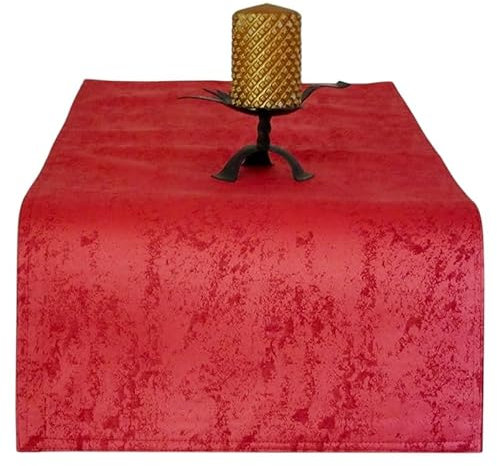 Tischläufer | Rot - Eckig - 40x100 cm | Tischband | Mitteldecke | mit Marmor-Muster, meliert | Beidseitig nutzbar | doppelt genäht | wasserabweisend | mit Fleckenschutz