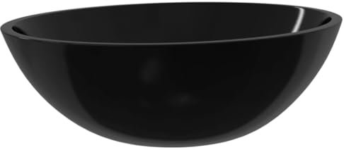 vidaXL Lavabo Baño Fregadero Cocina Tocador Inodoro Hoteles Restaurantes Familia Lavamanos Hogar Redondo sobre Encimera de Vidrio Negro