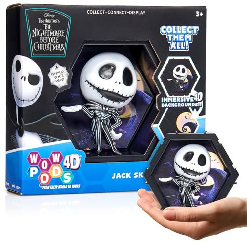 WOW! PODS 4D Disney Jack Skellington | Unique Connectable Collectable Bobble-head figure that Bursts from their World into Yours | Wall or Shelf Display | Disney Toys and Gifts