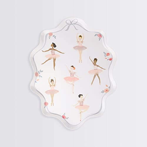 Meri Meri Ballerina Plates, Pack of 8 Disposable Paper Plates, Beautifully Illustrated and Elegantly Shaped – Perfect for Ballerina Birthday Party Decorations