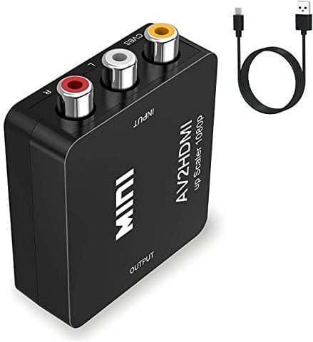 aweskmod RCA to HDMI Adattatore 1080P/720P 60Hz supporta PAL/NTSC, DigitConvert Convertitore AV a HDMI Adattatore wii hdmi con USB per Xbox, N64, WII, STB, VHS, VCD, VCR, DVD, lettori Blu-rays
