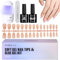 TOMICCA Soft Gel Nail Tips Kit Gel Nägel Glue Set, Top Coat und Nail Glue Gel, 180 Stück Kurz Ballerina Nägel Tips, Mini UV Lampe Nägel Buffer/Feile, Press on Nails Set mit Nagellampe, Nacktes Rosa
