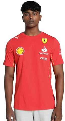 PUMA T-Shirt d'équipe Scuderia Ferrari 2024 pour Hommes - Rouge Brûlé - Taille: XL