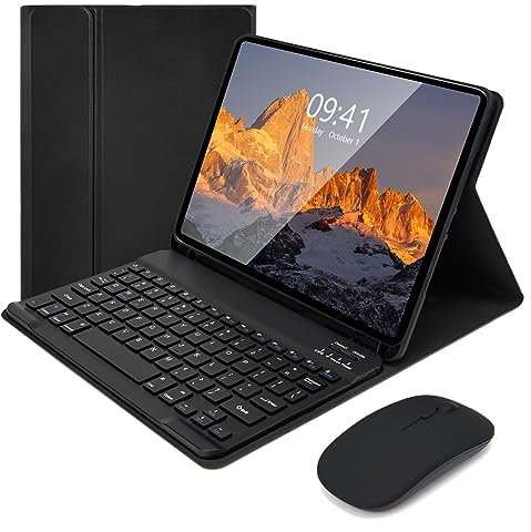 Lively Life iPad Keyboard Case with Mouse for iPad Air 5th /iPad Air 4th Gen. 10.9 inch/iPad Pro 11 inch 2022/2021/2020/2018, Protective Case with Detachable Keyboard, Built-in Pen Holder - Black
