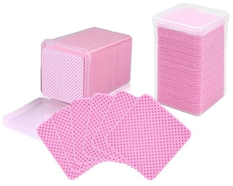 400 Pcs Lint Free Nail Wipes, Disposable Nail Polish Remover Wipes Absorbable Eyelash Extension Glue Wipes Cotton Pads for Nail Art Remove(Pink)