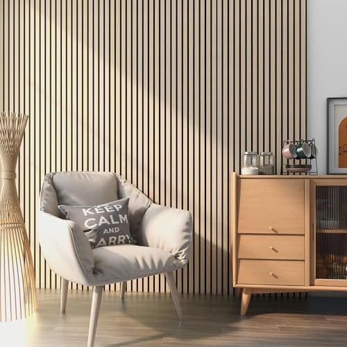 NEU.HOLZ Set de 12x Paneles de Pared Acústicos Revestimiento de Paredes Listones Decorativos en MDF y Fieltro 120 x 60 x 2 cm (8,64 m²) - Roble