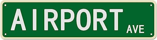 Panneau d'avenue d'aéroport - Décoration pour aéroport - Panneau de rue - Décoration murale pour la maison, la ferme, le bar, le café, la grotte - 40 x 10 cm