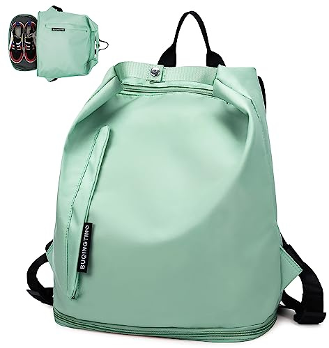 Keyck Mochila Deportiva Mujer Bolsa Viaje Impermeable Mochila Playa, Verde | con Compartimento Zapatos y Bolsillo Húmedo, Ligera Pequeña Mochilas Piscina, Bolsa Natación para Gimnasio Compras Fitness