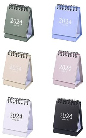 Diysupmkt Mini-Tabs, 2024-Kalender, Familien-Monats- und Wochenplaner, Tischkalender mit Aufklebern, für Zuhause, Büro, Schule, 6 Stück
