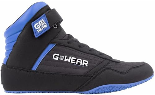 Gwear Classic High Tops - Bodybuilding und Fitness Schuhe mit Logo leicht bequem perfekt für Gym Sport Krafttraining (schwarz / blau, EU Schuhgrößensystem, Erwachsene, Herren, Numerisch, M, 44)