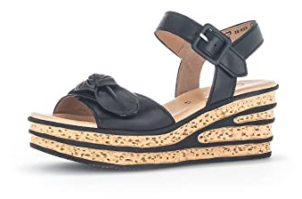 Gabor Damen Keilsandalen, Frauen Sandalen,Best Fitting,hoch,Sommerschuhe,Freizeitschuhe,offene Schuhe,Strandschuhe,schwarz,39 EU / 6 UK