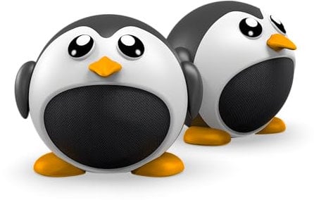 ECHO Altoparlante pinguino Pack da 2, design originale KAWAI, 3 W Mono 1 PINGZ 6 W stereo 2 PINGZ, 4 H di musica in continua senza fili, presa di chiamata microfono incorporata, compatibile con tutti