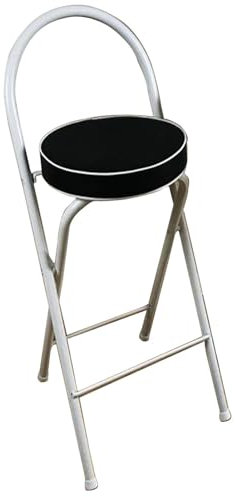 Klappbarer Barhocker - Klapphocker mit Rückenlehne und Fußstütze - Tresenstuhl Barstuhl Bistrohocker Küche Wohnen (Color : Black-White, Size : 65cm/26inch)