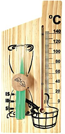 Sauna-Thermometer, Temperaturmessgerät für Saunaraum, Messbereich 0-140 ℃, Sanduhr, Genauigkeit ± 2 ℃, langlebige Sanduhr, Sanduhr-Set, Sanduhr, dekorativ, für Saunaraum