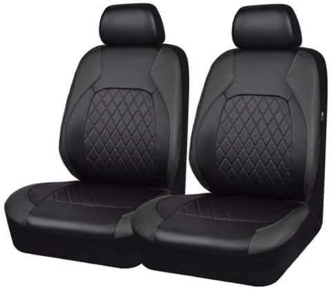 AVLIK Autositzbezüge Set für Opel Mokka A B 2012-2022, Auto Sitzauflage PU Leder Vordersitze Sitzschoner Schonbezüge Komplettset Zubehör,Black- Front Seat Cover 1 Pair