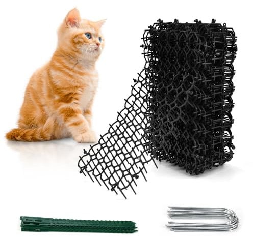 QINERSAW 20 Stück 15x20cm Dornengitter Gegen Katzen Gitter Anti Katzen Matte Katzenabwehr Katzenschreck Dornengitter mit Spikes Tierbarriere Gitter MatteTiervertreiber Garten Katzenmatte mit Spikes