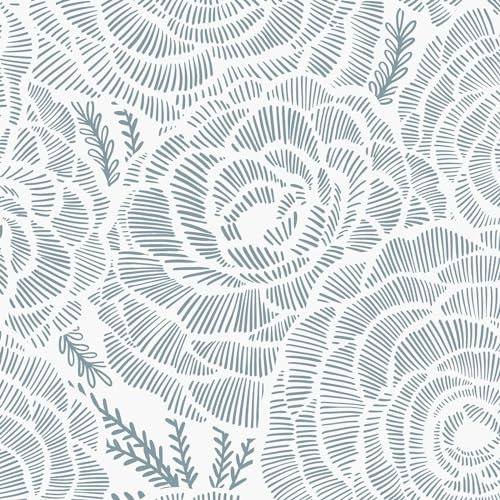 CiCiwind Self Adhesive Wallpaper Blue Floral Contact Paper 41×300cm Peel and Stick Wallpaper Thicken Sticky Back Plastic Waterproof Vinyl Wrap Stick on Wallpaper for Wall Furniture