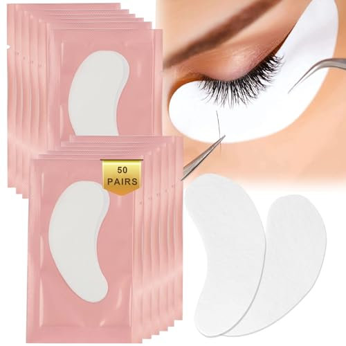 50 Paio Patch Ciglia,Cerotti Gel per Estensioni,Ciglia Eye Pads Occhio Gel Patch,Patch Extension Ciglia Cuscinetti per Gel per Occhi Eye Gel Pads-per Pro Salon Individual Extension Ciglia(Rosa)